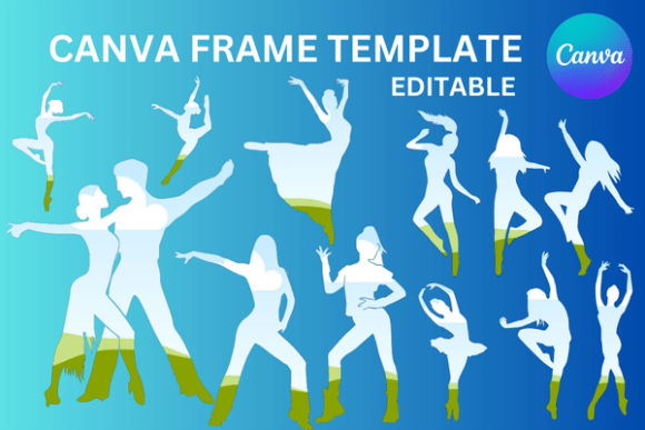 Dancers Dance 10 Silhouettes Canva Frame: Design Assets