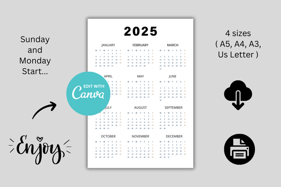 Design Your Perfect 2025 Calendar with Canva Editable Templates