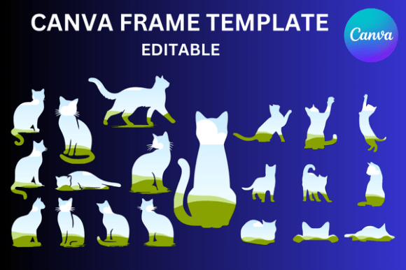 Effortless Charm: Using 20 Cats Silhouettes Canva Frame Template