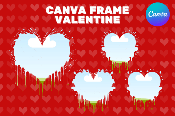 Heart Drip Canva Frame Template: Instant Digital Art