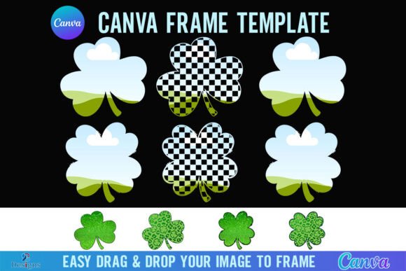 St Patrick Shamrock Clover Canva Frame for Festive Designs