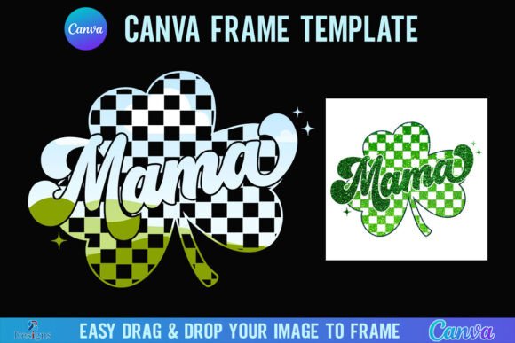 St Patricks Mama Canva Checkered Clover
