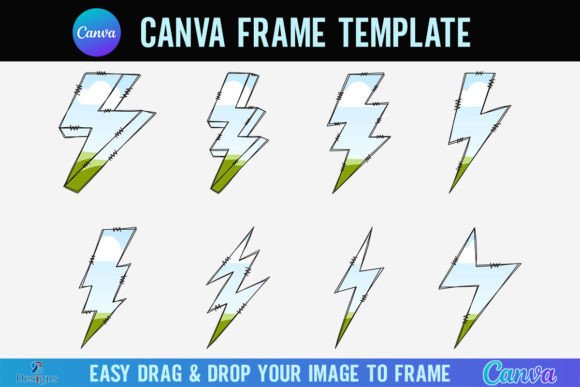 Unleash Electric Energy with Doodle Lightning Bolt Canva Frame Flash